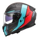 Casco Integrale Ls2 Vector II Carbon Grid 06 Red Cyan
