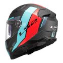 Casco Integrale Ls2 Vector II Carbon Grid 06 Red Cyan