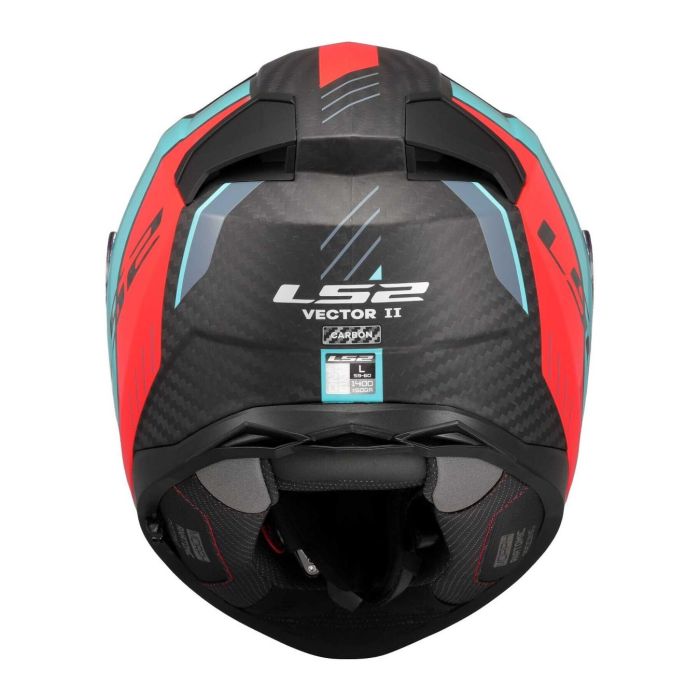 Casco Integrale Ls2 Vector II Carbon Grid 06 Red Cyan