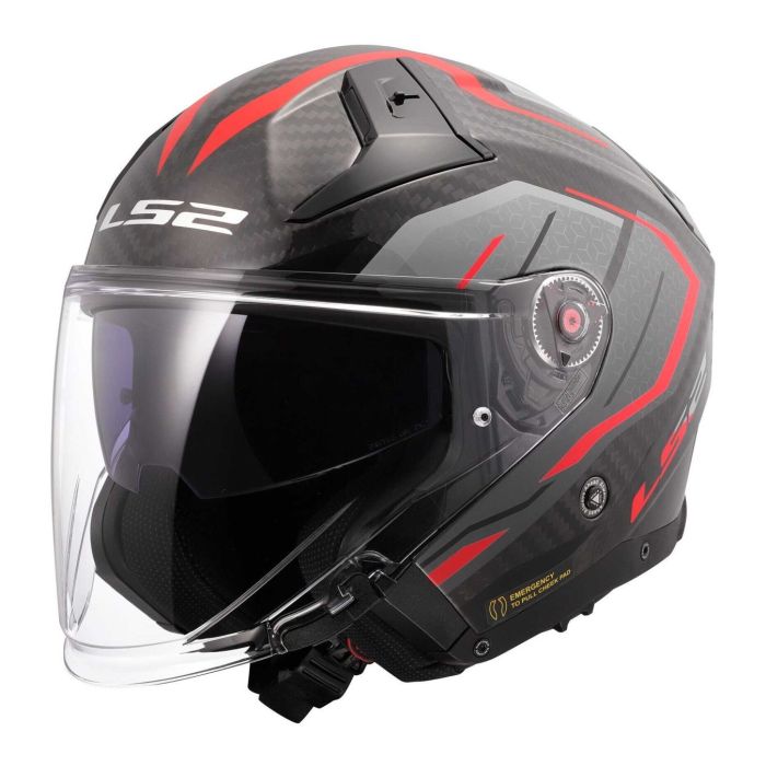Casco Jet Ls2 Of603 Infinity II Carbon Urus Red