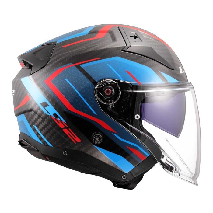 Casco Jet Ls2 Of603 Infinity II Carbon Urus Blue Red