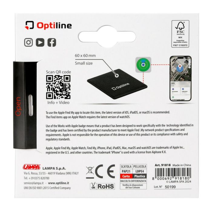 Lampa Localizzatore Optitracker Compact Per Dispositivi Apple