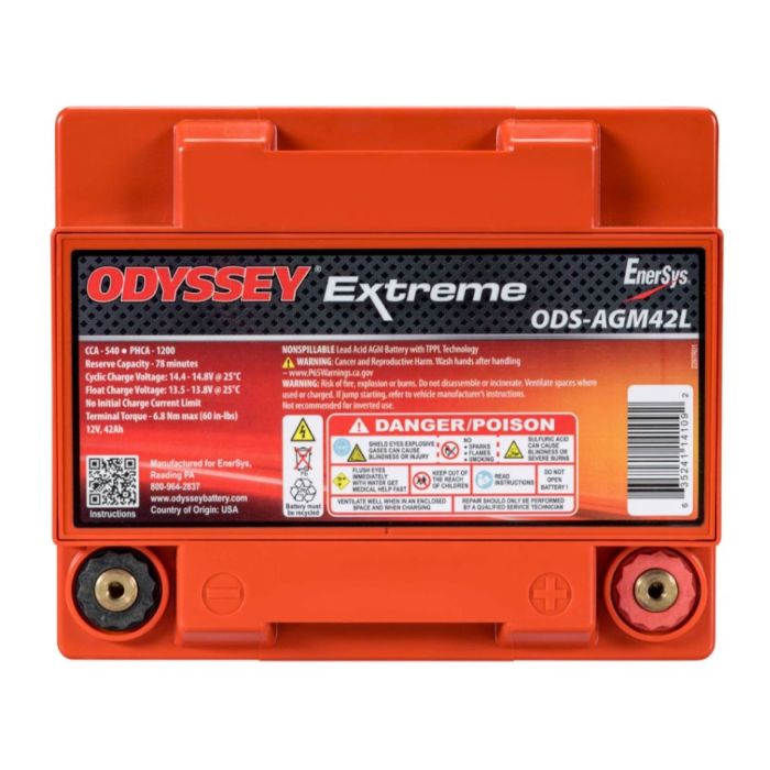 Batteria Odyssey Ods-agm42l (ex Pc1200) Agm Extreme Series 42 Ah.