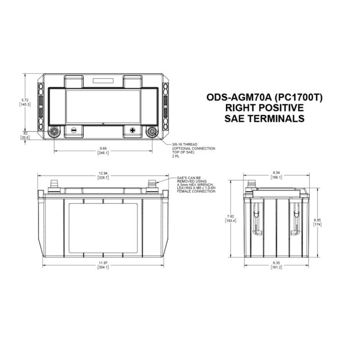 Batteria Odyssey Ods-agm70a (ex Pc1700t) Agm Extreme Series 68 Ah.