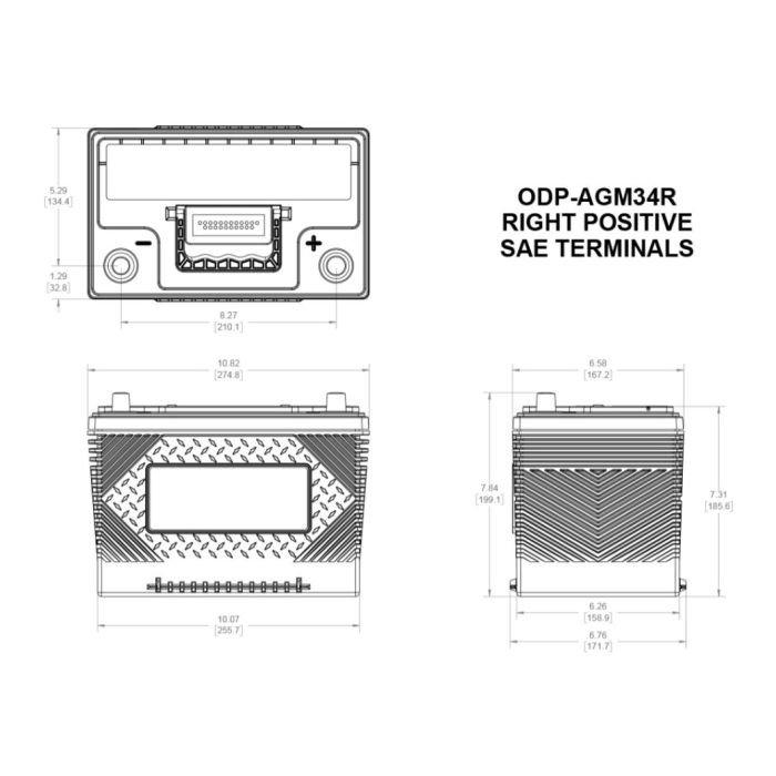 Batteria Odyssey Odp-agm34r (ex 34r-790) Agm Performance Auto 61 Ah.