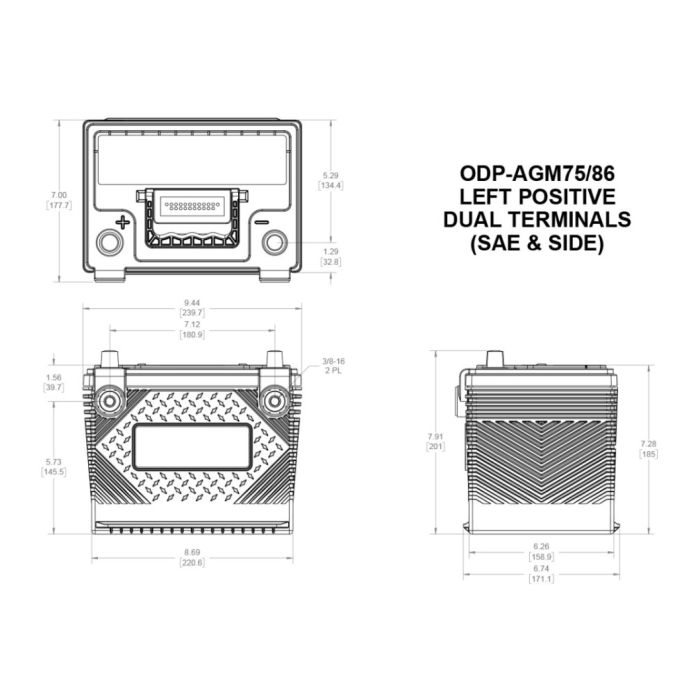Batteria Odyssey Odp-agm75 86 (ex 75/86-705) Agm Performance Auto 49 Ah.