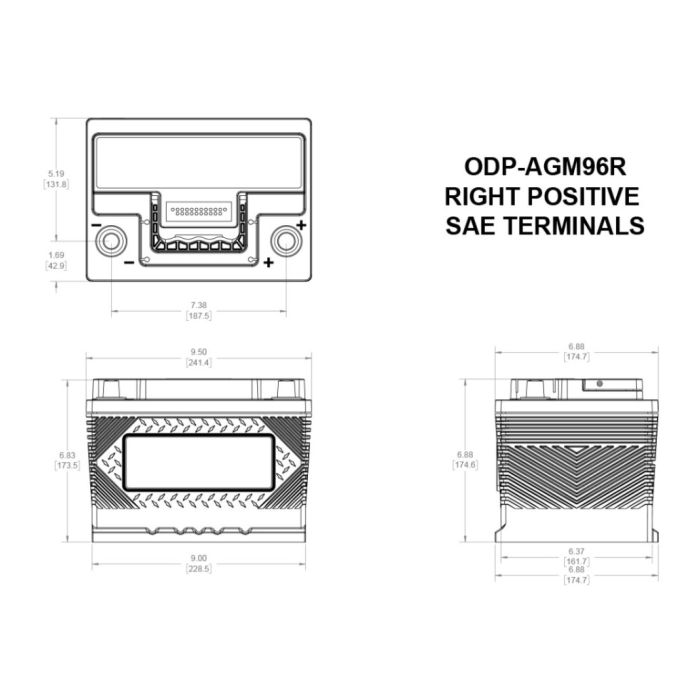 Batteria Odyssey Odp-agm96r (ex 96r-600) Agm Performance Auto 52 Ah.