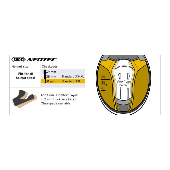 Guanciali Shoei Per Casco Type C31