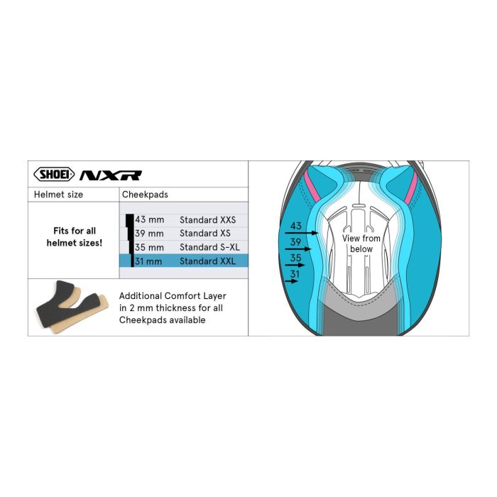 Shoei Almohadas para casco Nxr/RF-1200 35