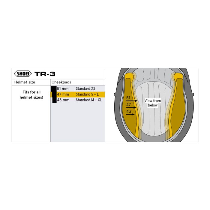 Guanciali 47 Shoei Per Casco Tr-3 Tg. S/l