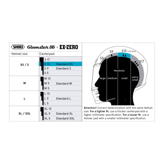 Shoei Ex-zero/glamster Calotta Interna L5