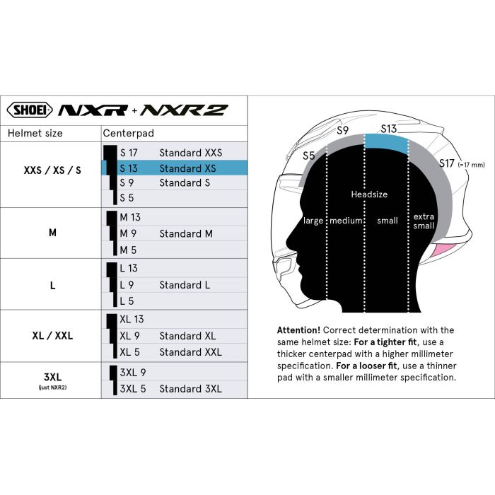 Shoei Casque Xl13 pour casque Nxr/NXR2