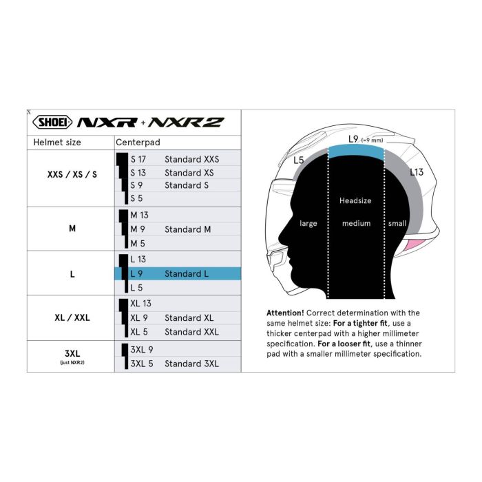 Shoei Type-e Calotta Interna L9 (nxr)