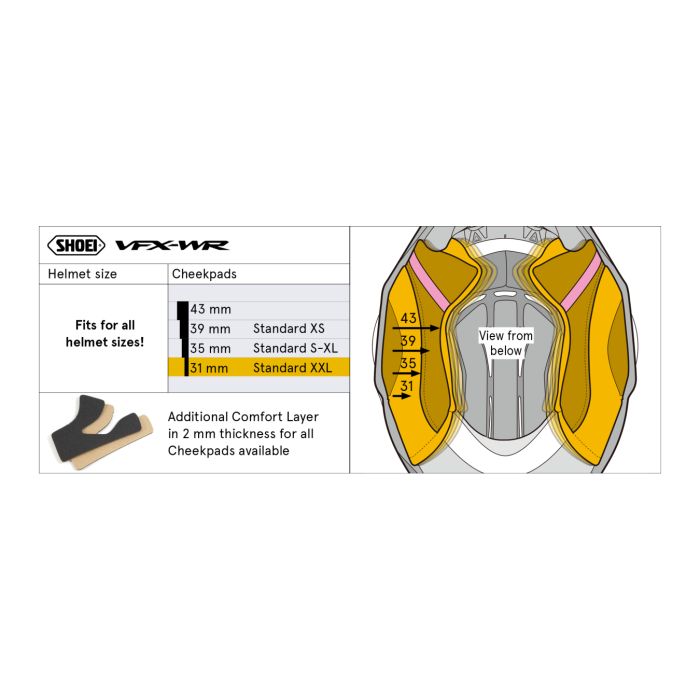 Shoei Type-m Ceeck Pad 43 Vfx-wr