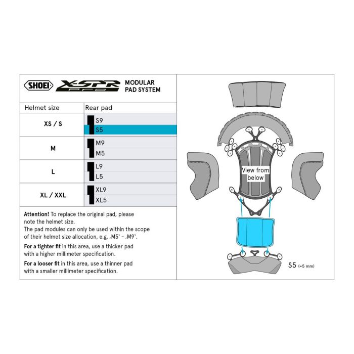 Shoei Type-p Calotta Interna Rear M9 (x-spro Pro)