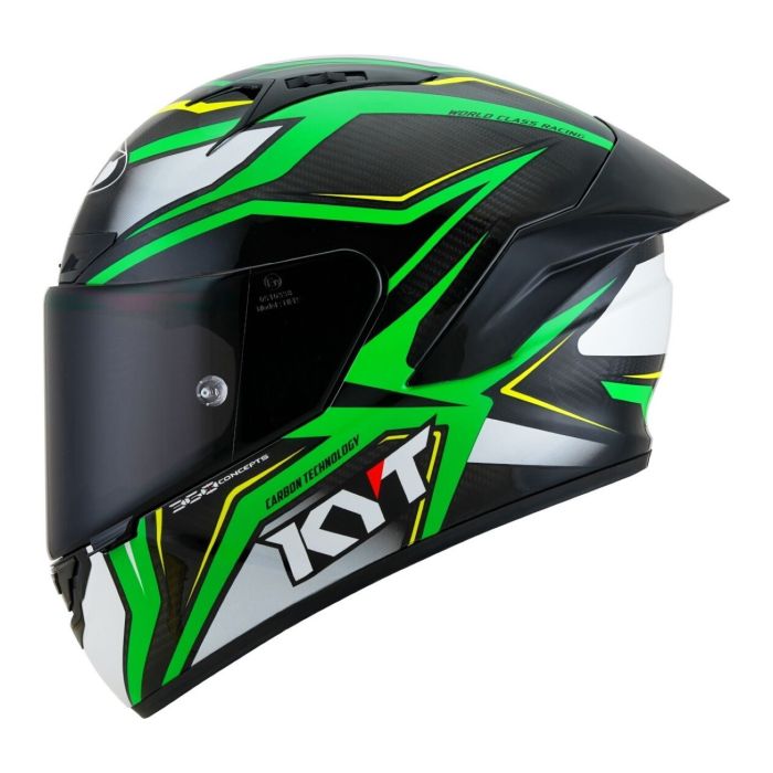 Casco Integrale Kyt Nz-race Carbon Stride Green Fluo/white