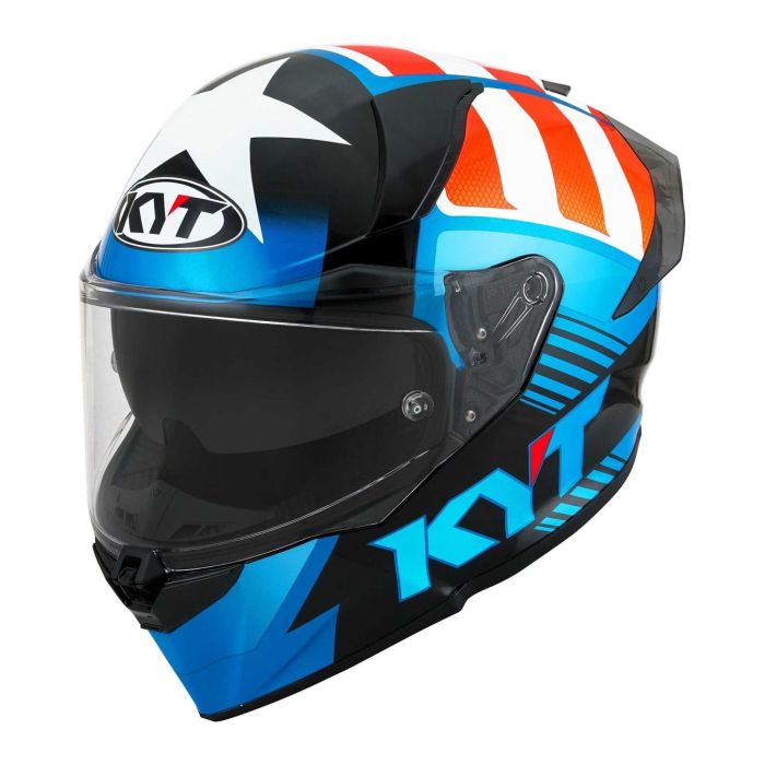 Casco Integrale Kyt R2r Straight Light Blue/red
