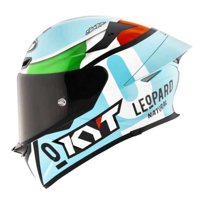 Casco Integrale Kyt Tt-revo Replica Leopard Tricolore Light Blue