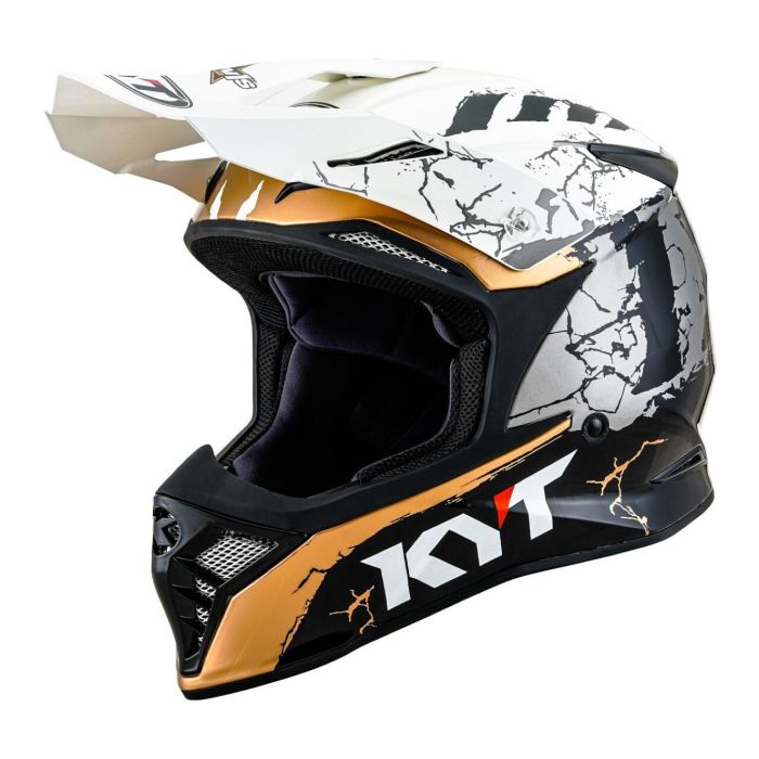 Casco Off-road Kyt Skyhawk R2r Jarvis Edition White/gold