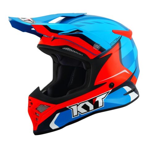 Casco Off-road Kyt Skyhawk Glowing Blue/orange Fluo