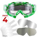 Maschera Cross Extreme 730x Verde + 1 Specchio + 1 Fumé + Tear Off