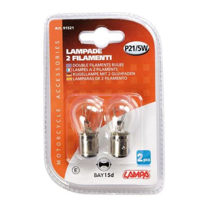 Coppia Lampadine Lampa 2 Filamenti 21/5w Bay15d