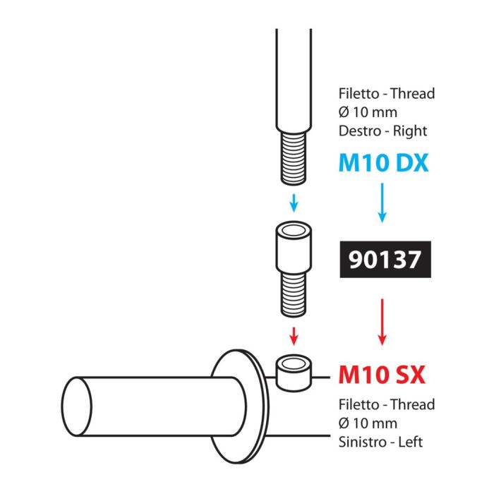 Lampa adapter for motorcycle mirrors from M10 R. to M10 Sx