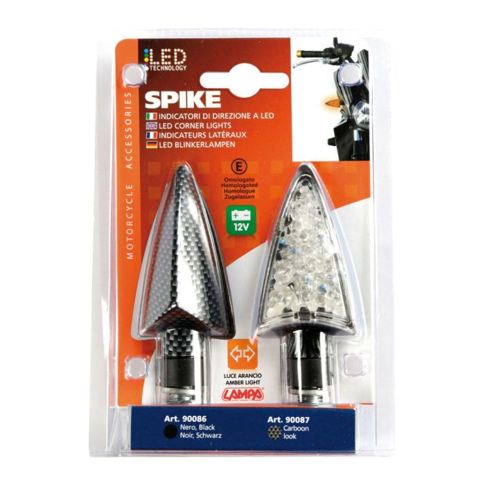 Pair of LED arrows Lampa approved Mod Spike 12V Carbon Look