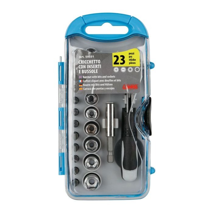 Set of 19 pieces bits and compasses