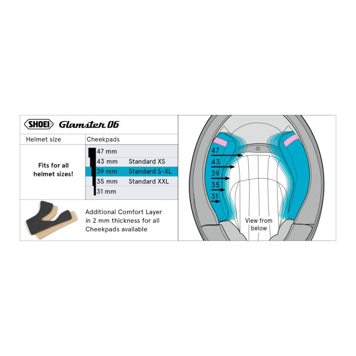 Shoei Glamster Guanciali39 (standard S/m/l/xl)