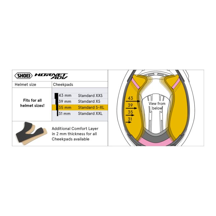 Shoei Type-h Guanciali  35 (hornet Adv)