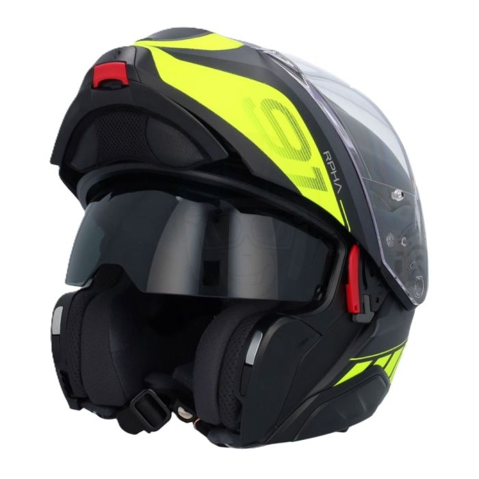 Casco Modulare Hjc Rpha 91 Rafino Nero Giallo Opaco