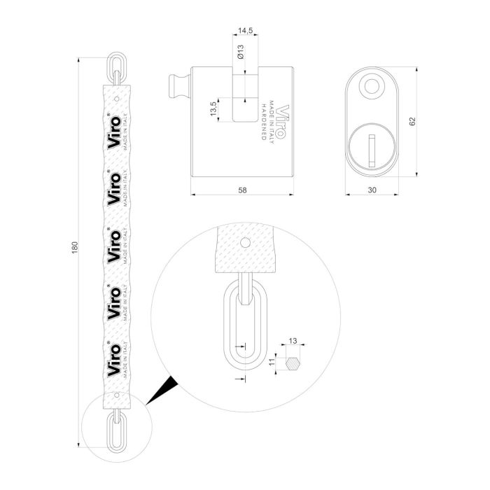 Eurothor Viro Cadena monobloque 11-13mm x 180cm