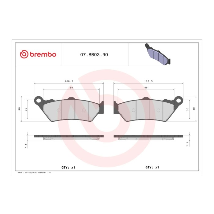 Set Pastiglie Brembo 07bb0390 Genuine Parts Sint.