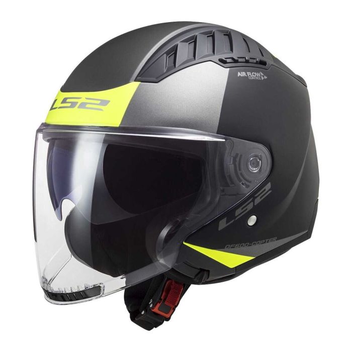 Casco Ls2 Of600 Copter II 06 Con Sunvisor M.black H-v Yellow