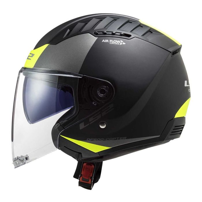 Casco Ls2 Of600 Copter II 06 Con Sunvisor M.black H-v Yellow