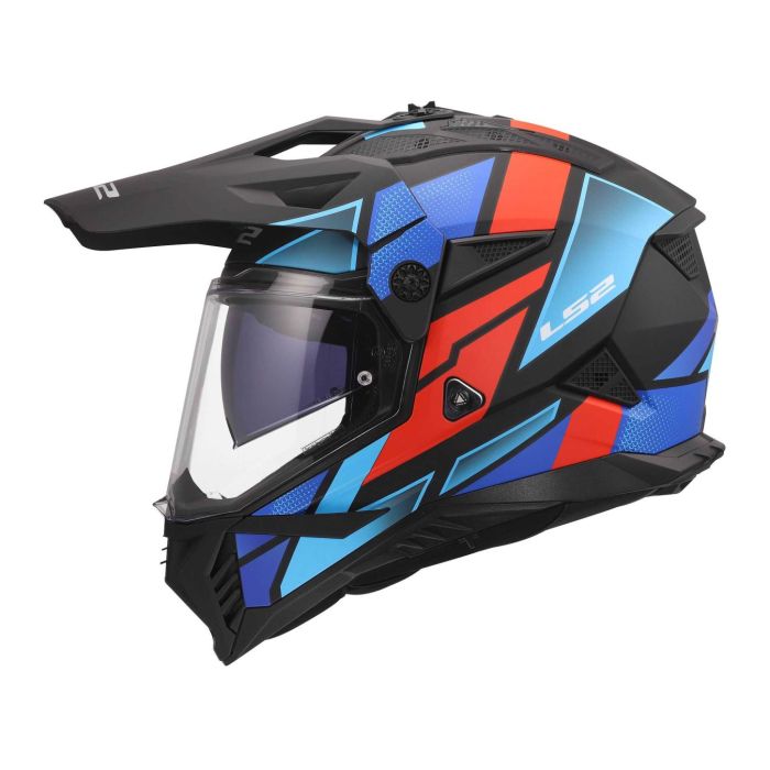 Casco Adventure Ls2 Mx702 Pioneer II Block 06 Black Red Blue