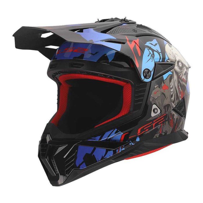 Casco Cross Ls2 Mx708 Fast II Zombie II 06 Black Red Blue