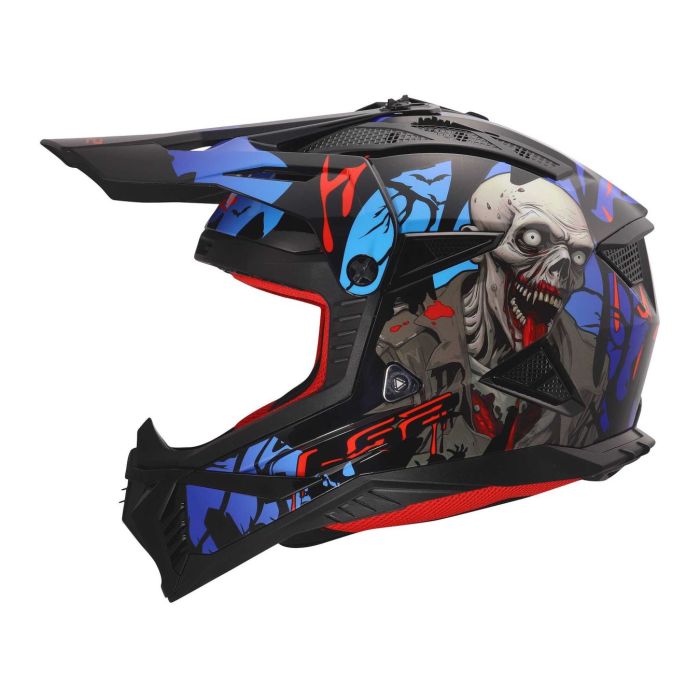 Casco Cross Ls2 Mx708 Fast II Zombie II 06 Black Red Blue