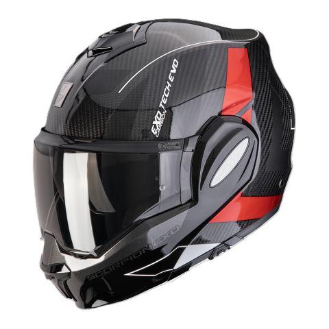 Casco Ribaltabile Scorpion Exo-tech Evo Carbon Cad Nero Rosso