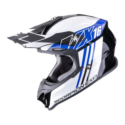 Casco Motocross Scorpion Vx-16 Evo Air Lignes Nero Blu