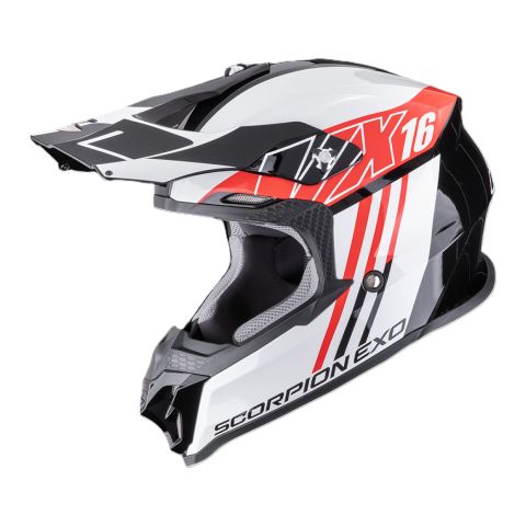 Casco Motocross Scorpion Vx-16 Evo Air Lignes Nero Rosso