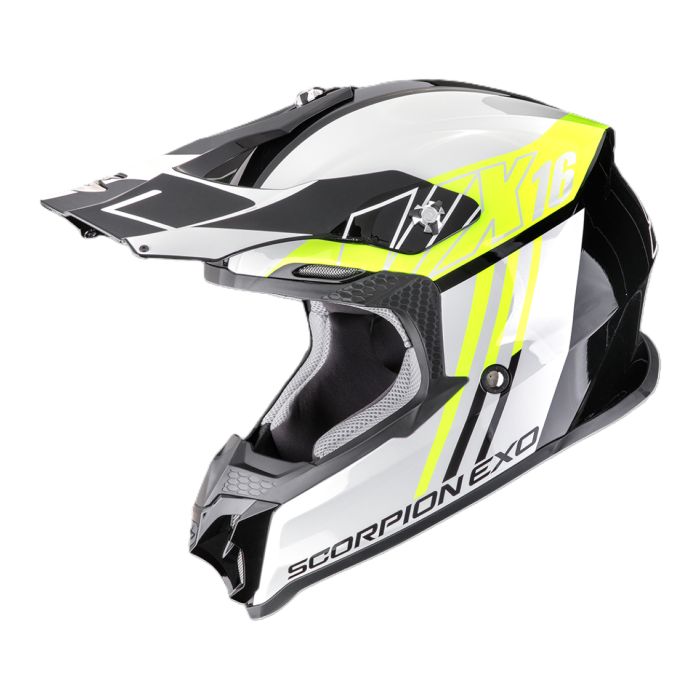 Casco Motocross Scorpion Vx-16 Evo Air Lignes Nero Neon Giallo
