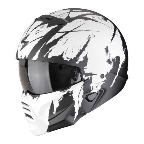 Casco Modulabile Scorpion Exo-combat II Marauder Nero Opaco Bianco