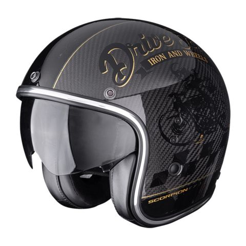 Casco Jet Scorpion Belfast Evo Carbon Zippy Nero Oro