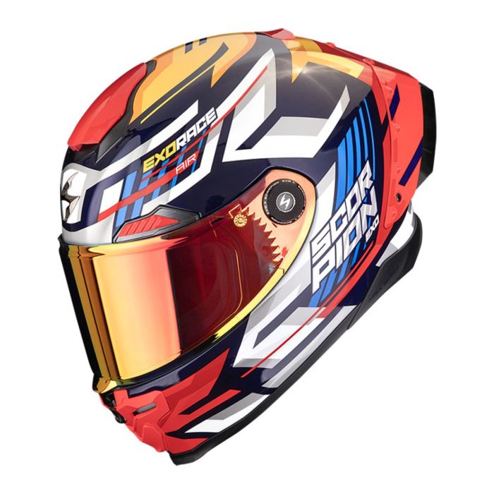 Casco Integrale Scorpion Exo-race Air Kobra Blu Giallo Rosso