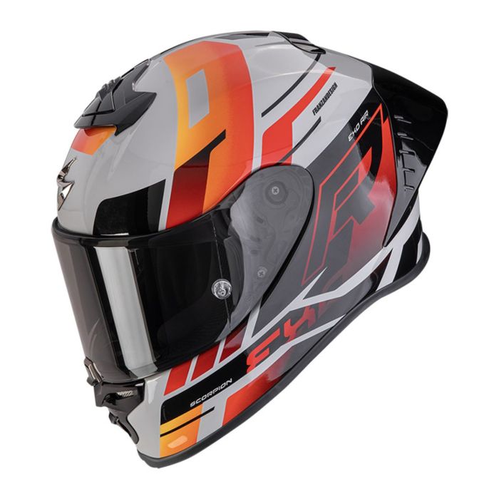 Casco Integrale Scorpion Exo-r1 Evo II Air Adrenaline Grigio Rosso Arancio