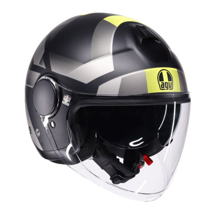 Casco Agv Eteres E2206 Camogli Matt Black/grey/yell