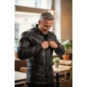 Guardabarros Jofama Leather Chaqueta de cuero estilo británico Cinta y impermeable negra