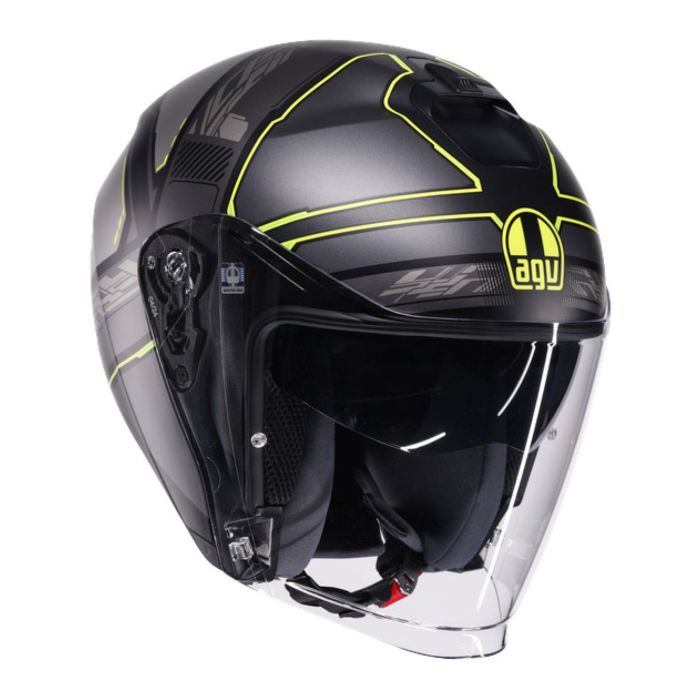 Casco Agv IridesE2206 Zagabria Matt Grey/yellow Fluo